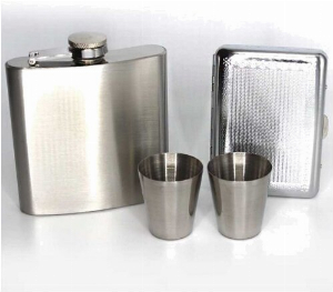 Angelo Flachmann Set Chrom 6oz