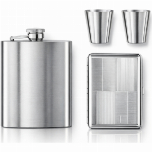 Angelo Flachmann Set Chrom 6oz