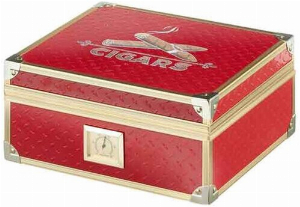 Angelo Humidor mit goldfarbenen Metallrahmen rot