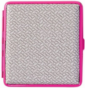 Angelo Metall Zigarettenetui 20er Braun mit pinkem Rahmen