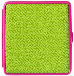 Angelo Metall Zigarettenetui 20er Grün mit pinkem Rahmen