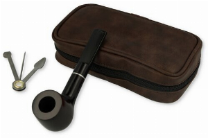 Angelo Pfeifen Einsteiger Set Tasche braun + Pfeife gerade + Zubehör