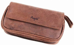 Angelo Pfeifentasche Ziegen-Velourleder 2er Braun