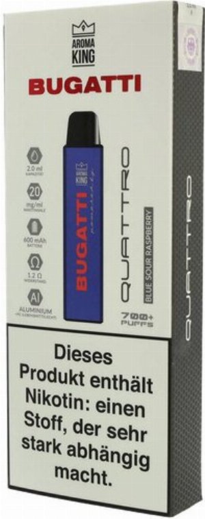 Aroma King Bugatti Quattro Blue Sour Raspberry Einweg E-Zigarette 20mg