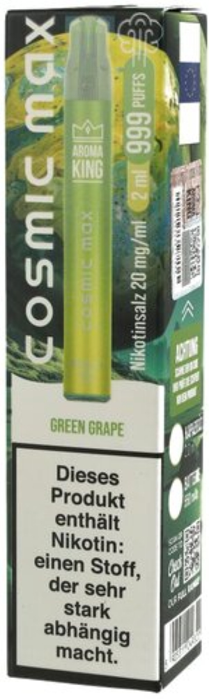 Aroma King Cosmic Max Einweg E-Zigarette Green Grape 20mg