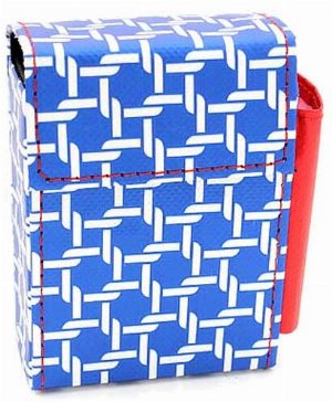 Atomic Zigarettenetui mit Feuerzeugfach, Kunstleder, blau-weiß, 20er