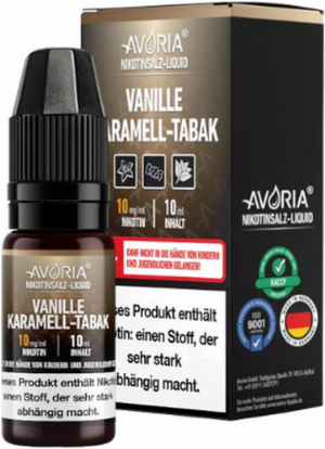 Avoria Nikotinsalz Liquid Vanille Karamell-Tabak 10mg