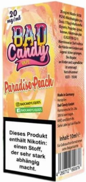 BAD Candy Paradise Peach 10mg Nic Salt Liquid