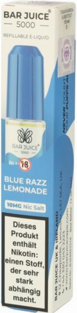 Bar Juice 5000 Nic Salt Liquid Blue Razz Lemonade 10mg