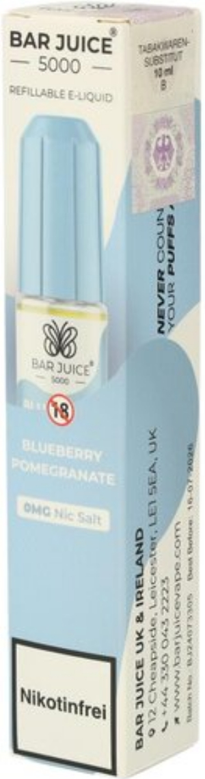 Bar Juice 5000 Nic Salt Liquid Blueberry Pomegranate 0mg