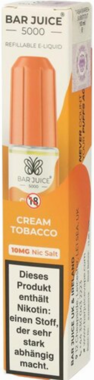 Bar Juice 5000 Nic Salt Liquid Cream Tobacco 10mg