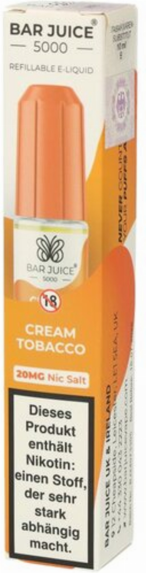 Bar Juice 5000 Nic Salt Liquid Cream Tobacco 20mg