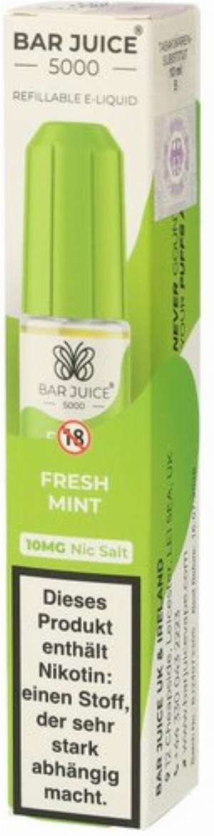 Bar Juice 5000 Nic Salt Liquid Fresh Mint 10mg