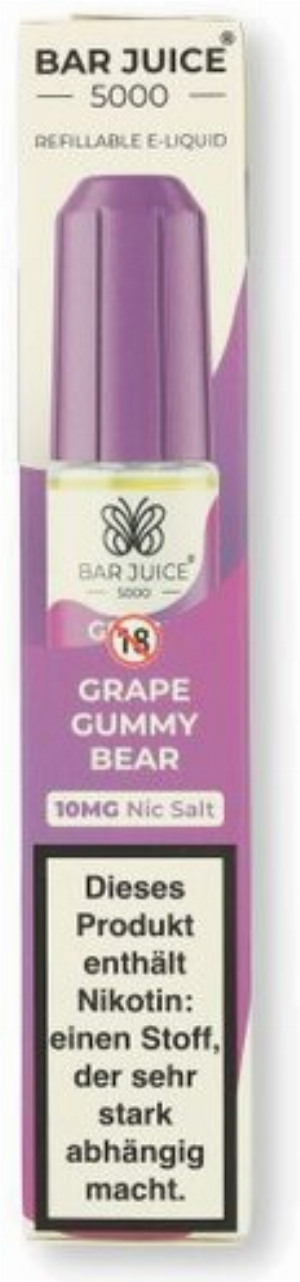 Bar Juice 5000 Nic Salt Liquid Grape Gummy Bear 10mg