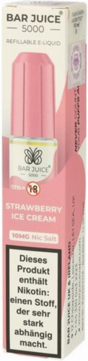 Bar Juice 5000 Nic Salt Liquid Strawberry Ice Cream 10mg