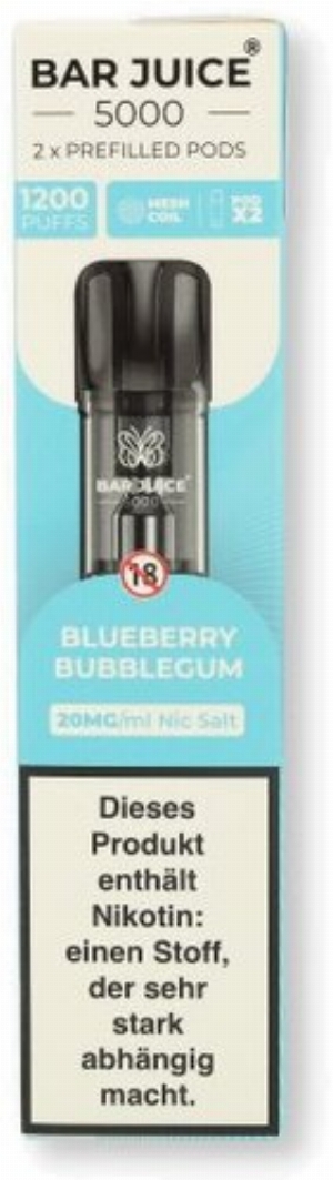 Bar Juice 5000 Prefilled Pods Blueberry Bubblegum 2x2ml 20mg/ml