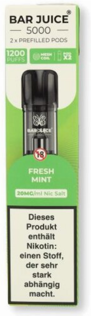 Bar Juice 5000 Prefilled Pods Fresh Mint 2x2ml 20mg/ml
