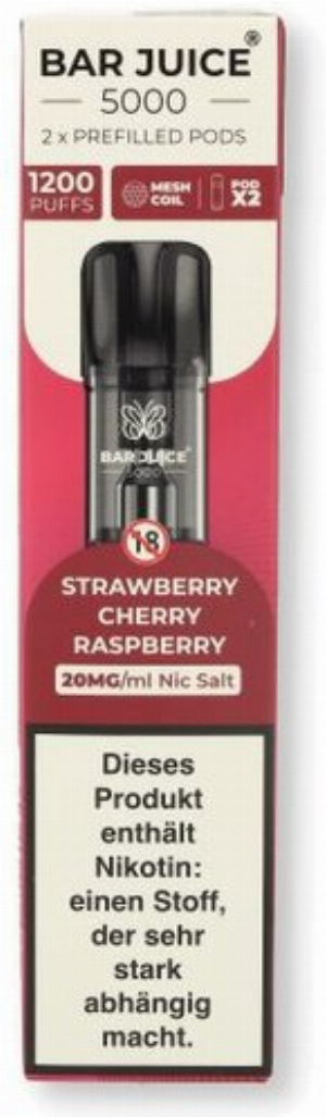 Bar Juice 5000 Prefilled Pods Strawberry Cherry Raspberry 2x2ml 20mg/ml