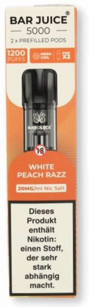 Bar Juice 5000 Prefilled Pods White Peach Razz 2x2ml 20mg/ml