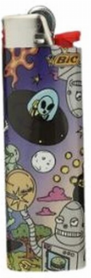 BIC Feuerzeug Roboter, Aliens und Ritter bei einer Schlacht Maxi Fantasy Cartoon 3v8