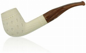 Block Meerschaum Pfeife Medium graviert Half Bent Egg im Maß-Etui