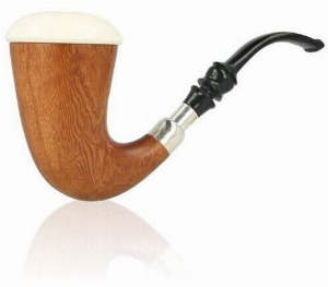 Block Meerschaumpfeife Calabash - Stil Silberring im Maß - Etui - B-Ware