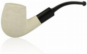 Block Meerschaumpfeife Sattelmundstück weiß Large Rustic im Etui