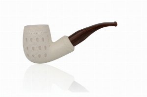 Block Meerschaumpfeife Large rustiziert Half Bent Egg Fishtail im Maß-Etui