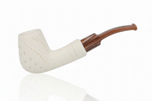 Block Meerschaumpfeife Large rustiziert Half Bent Egg im Maß-Etui