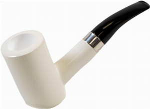 Block Meerschaumpfeife Poker weiß Large im Etui
