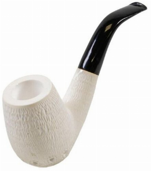 Block Meerschaumpfeife weiß Large Rustic im Etui