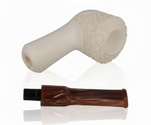 Block Meerschaumpfeife XL rustiziert Dublin im Maß-Etui