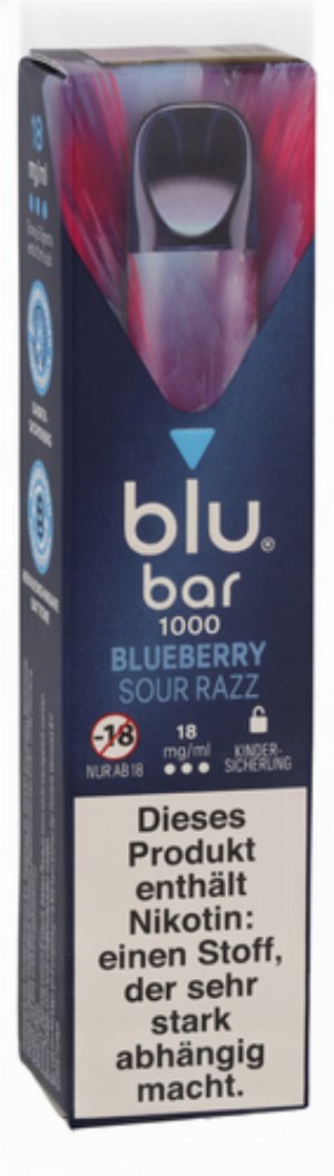 Blu Bar 1000 Einweg E-Zigarette Blueberry Sour Razz 18mg