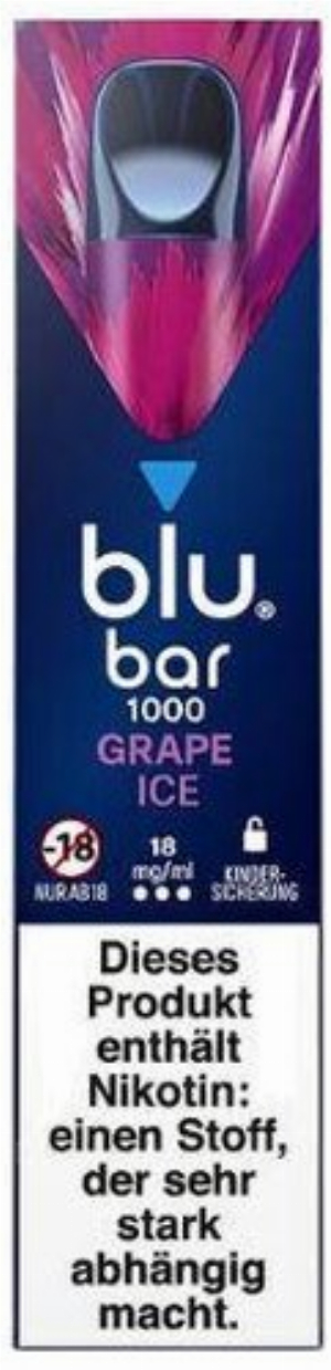 Blu Bar 1000 Einweg E-Zigarette Grape Ice 18mg