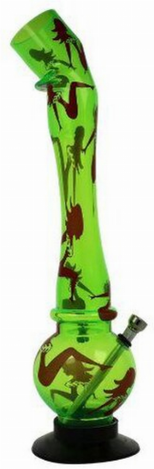 Bong Acrylic  Lady Neongrün 39cm mit Metallchillum