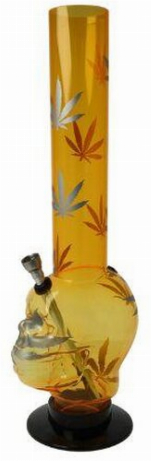 Bong Acrylic Skull / Leaf  Gelb Nr. 3