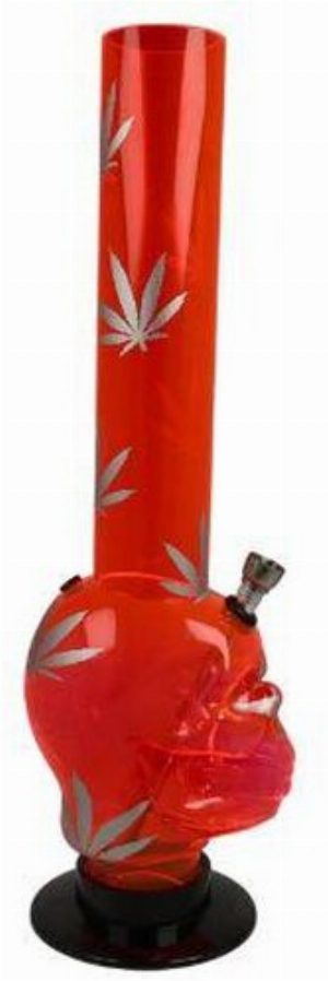 Bong Acrylic Skull / Leaf  Orange Nr. 2