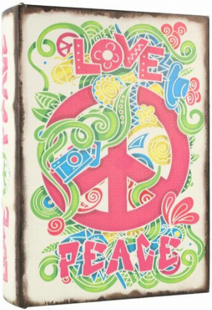 Buchversteck/Stash Book Holzbox Love & Peace
