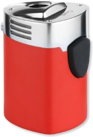 Caseti Tischfeuerzeug 3er Jetflame Rot Matt/Chrom