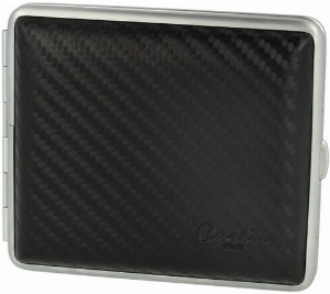 Casetti Zigarettenetui Leder Schwarz 18er Carbon Optik
