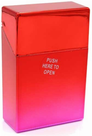 Champ Zigarettenbox für ca. 20 Stück metallicfarben rot-rosa