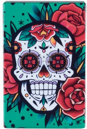 Champ Zigarettenetui Skull Grün Kunststoff