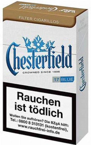 Chesterfield Filterzigarillos Blue King Size mit Naturdeckblatt 17er