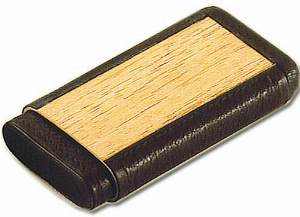 Zigarren-Etui Zedernholz Leder Schwarz 3er