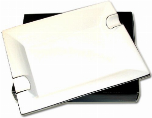 Zigarrenascher Porzellan weiß/Silberrand 