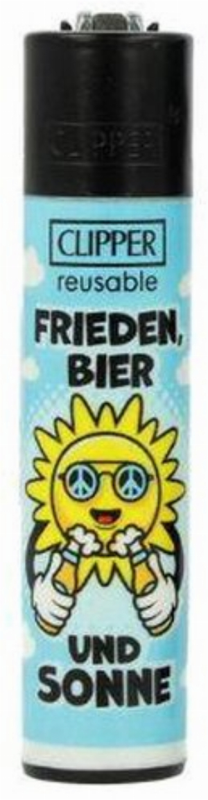 Clipper Feuerzeug Bier Slogan 2 1v4 FRIEDEN, BIER UND SONNE