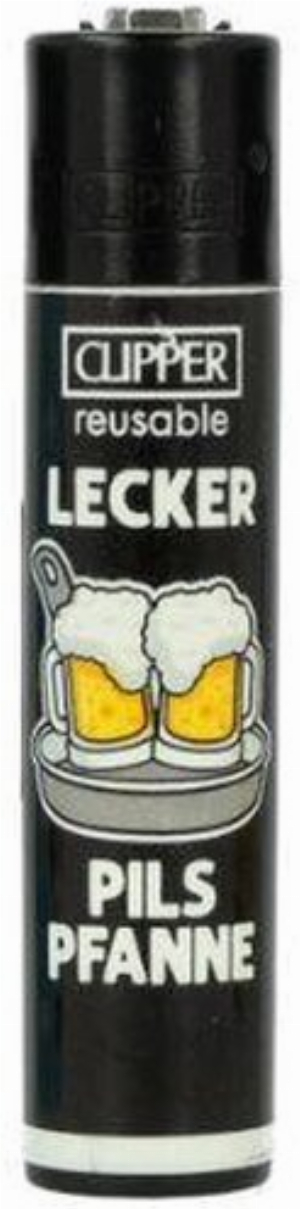 Clipper Feuerzeug Bier Slogan 2 2v4 LECKER PILS PFANNE