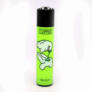 Clipper Feuerzeug Cartoon Hands grün