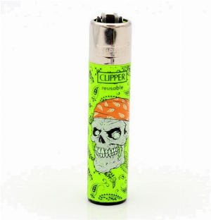 Clipper Feuerzeug Danger Skulls 1 Grün 1v4