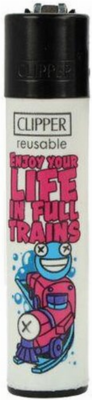 Clipper Feuerzeug Denglish 7 1v4 ENJOY YOUR LIFE IN FULL TRAINS